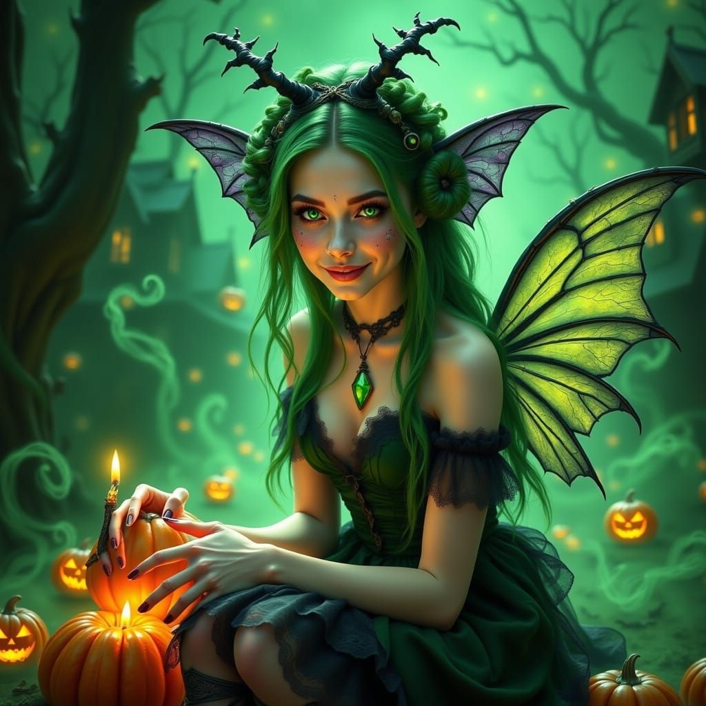 Green Haired Witch Celebrates Birthday with Magical Glow