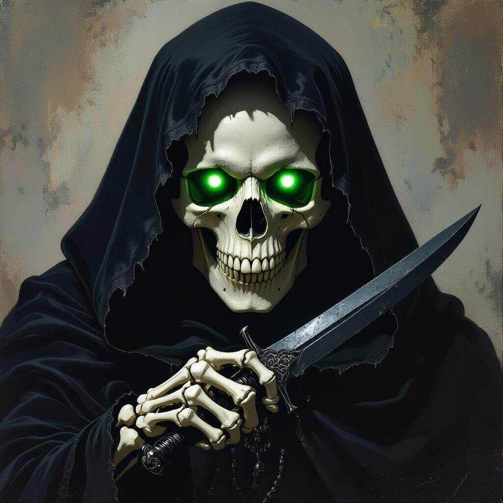 Eerie Skull Figure in Dark Fantasy Style