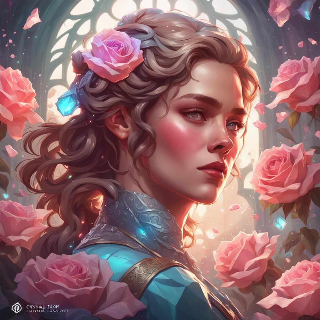 Hyperdetailed Crystal Rose Portrait in 8K Resolution