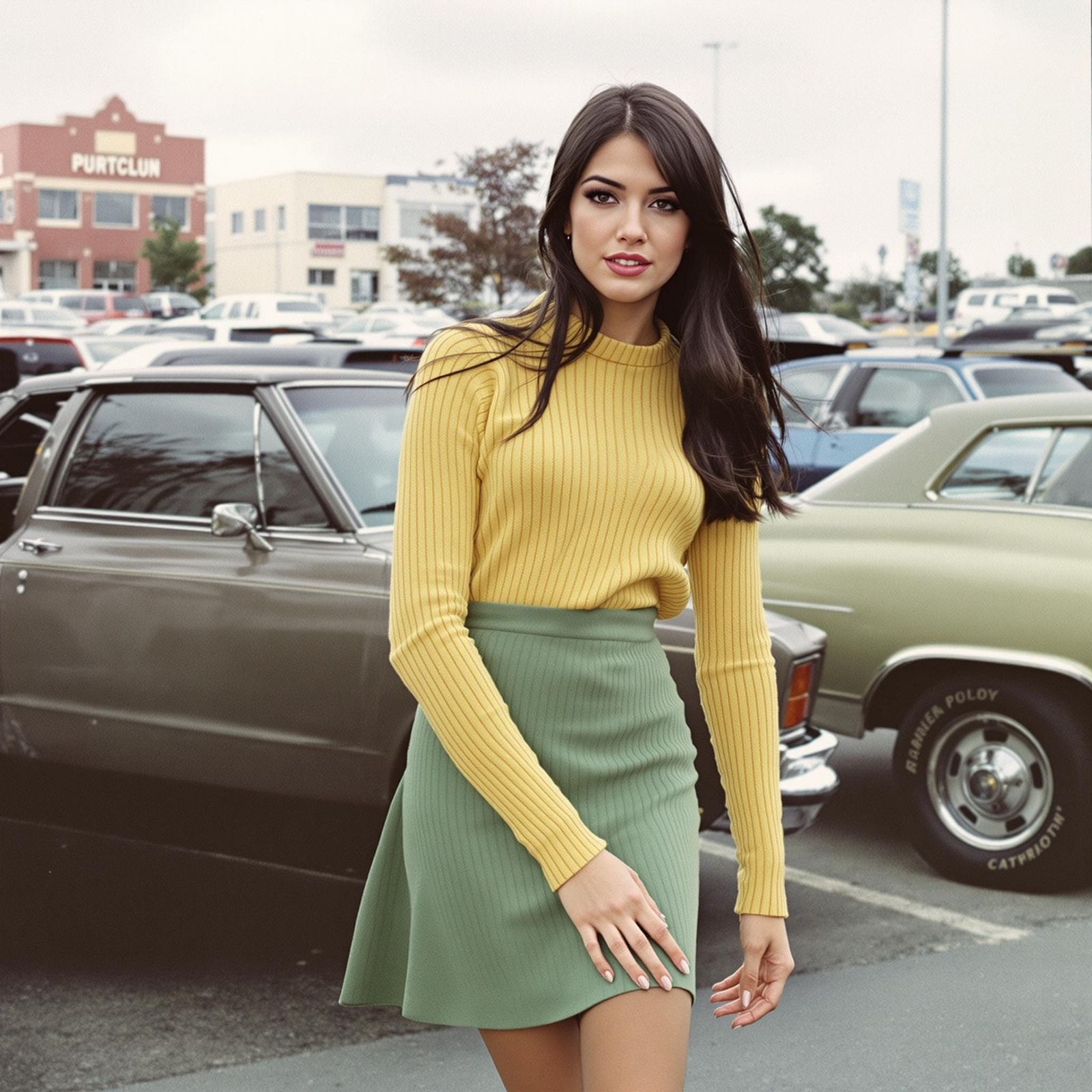 Attractive Woman in Retro Outfit, Inspired by 1960s and 1970...