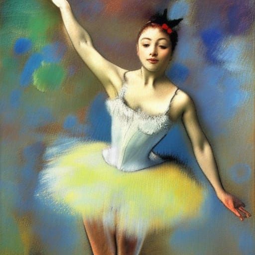Ballerina in White Tutu: Edgar Degas Style