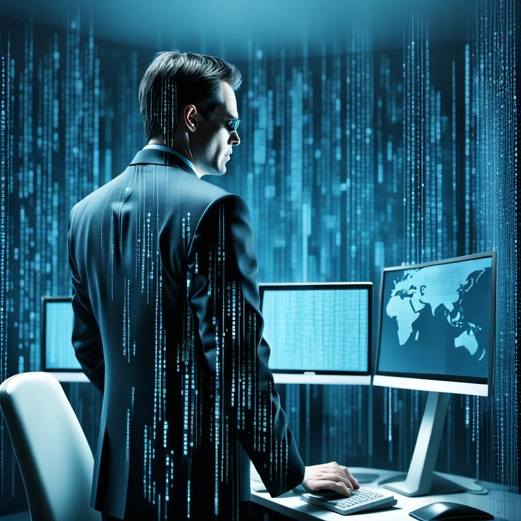 The Matrix Inside a Computer Screen in Hyperrealistic 3D