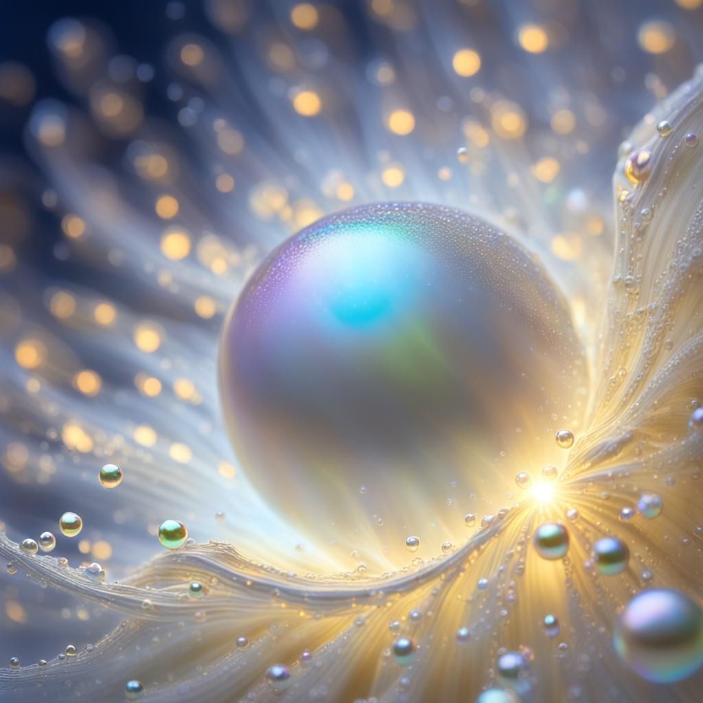 Radiant Pearl with Golden Light and Iridescent Sheen