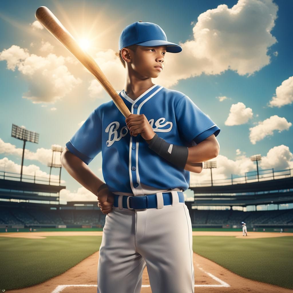 Confident Young Baseball Player on Sunny Field