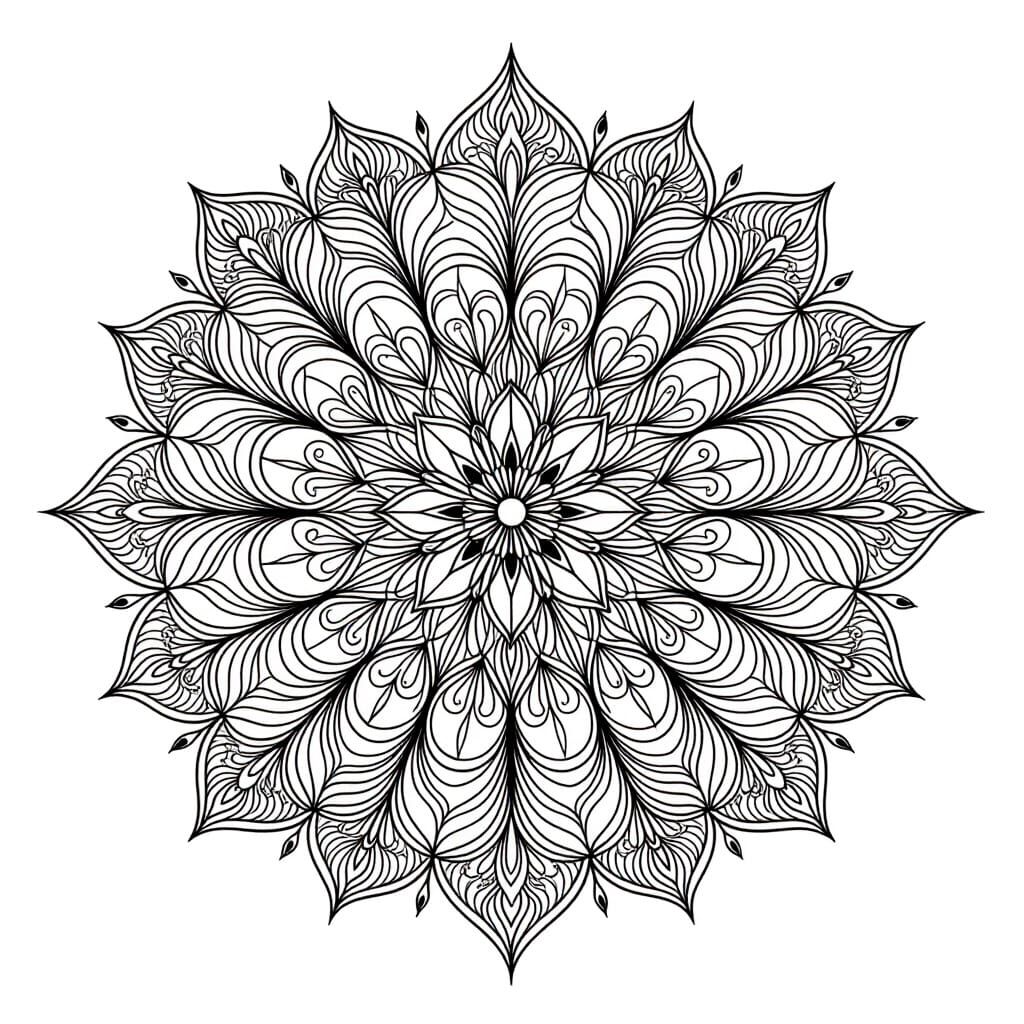 Intricate Mandala Design for Adult Coloring Book
