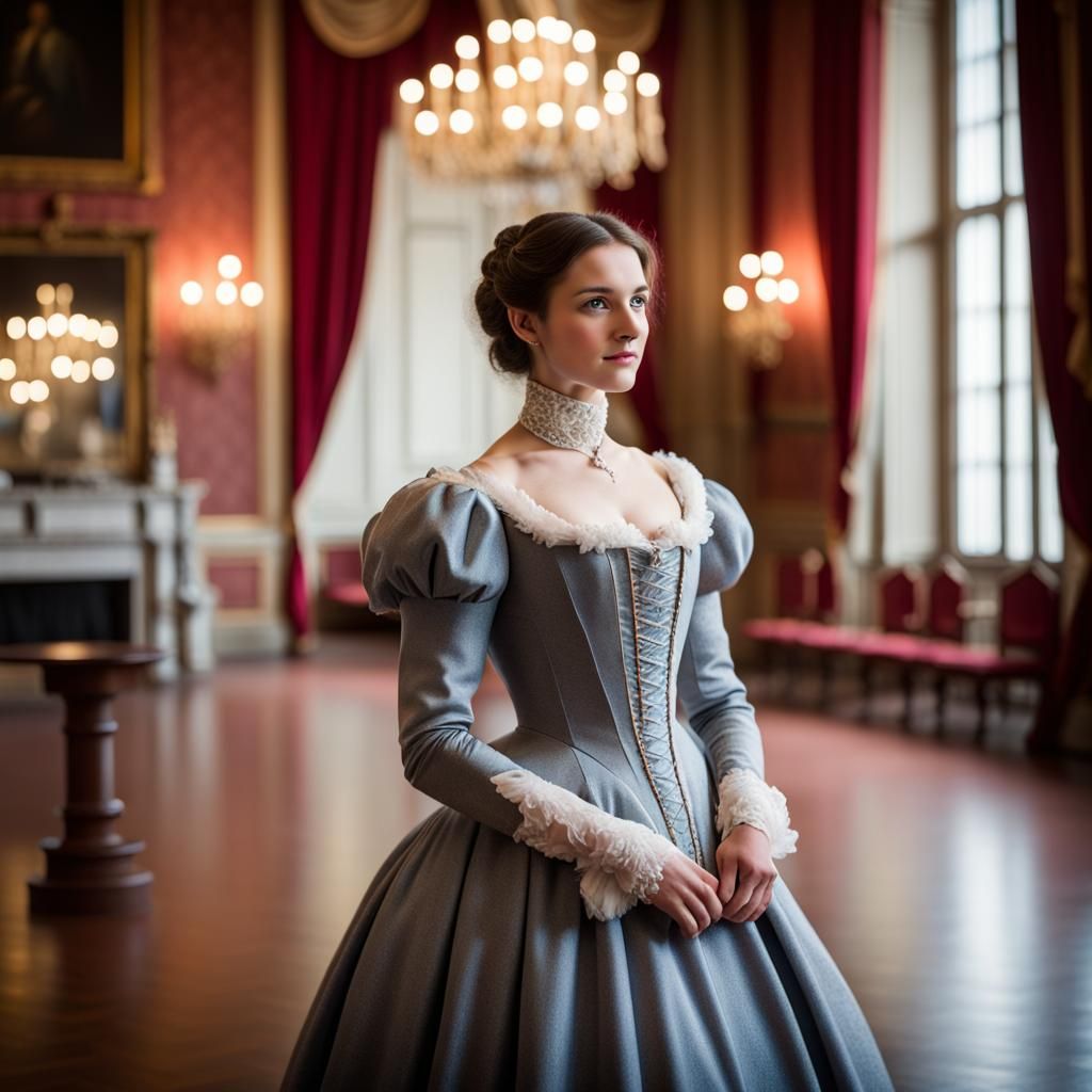 Victorian Lady in Castle Ballroom, Professional Photography