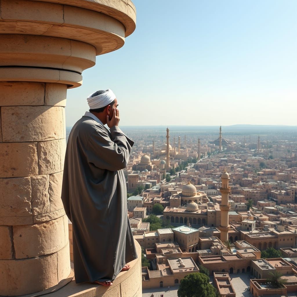 Muezzin Calls to Prayer in Ancient City