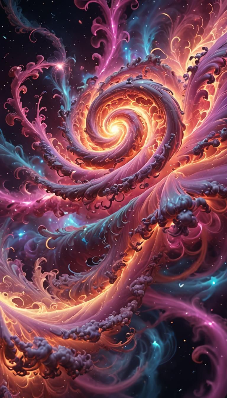 Cosmic Energy Streams in Macro Photography Style