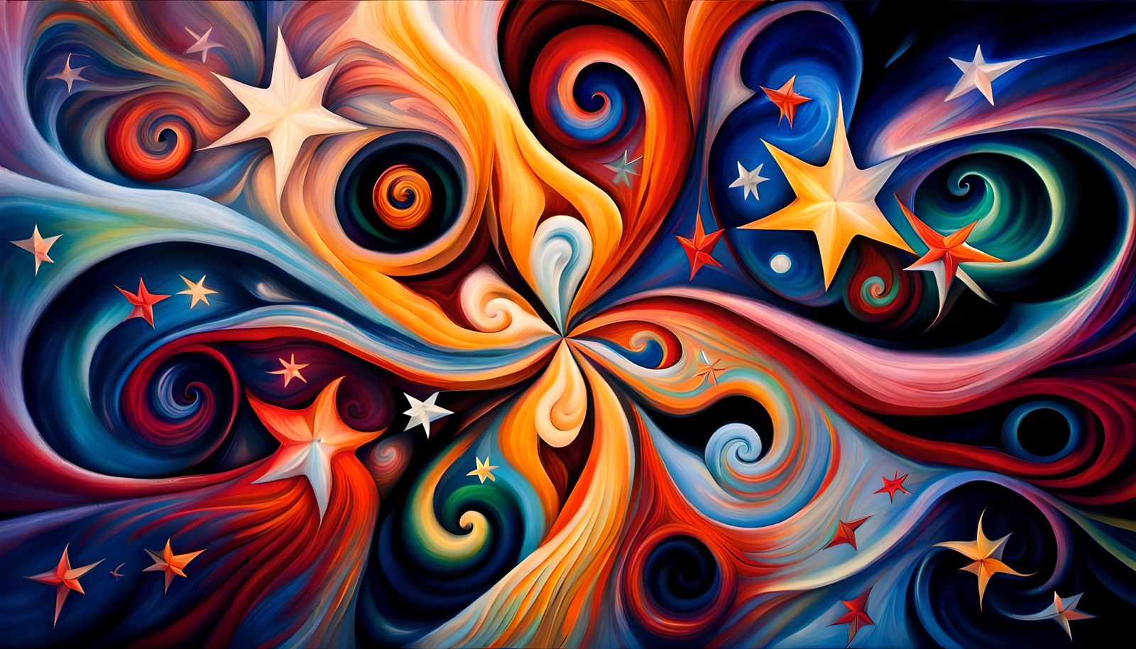 Swirling Star Cluster in Abstract Impasto Style