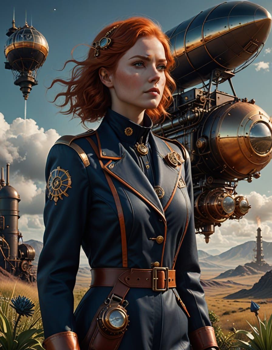 Steampunk Explorer on Alien Planet