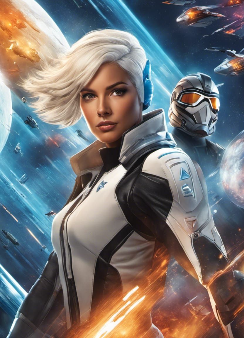 Futuristic Pilot Yasmeen in Comic Book Art Style