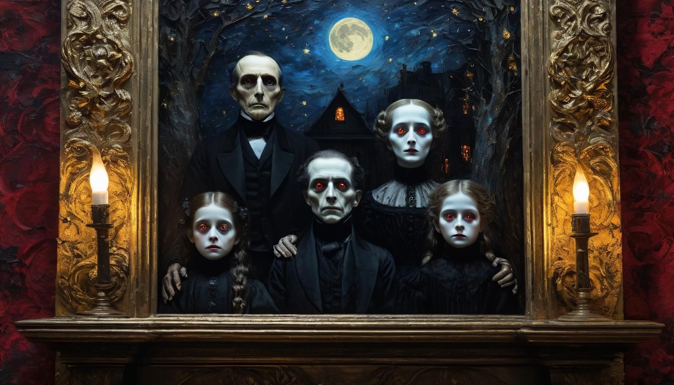 Haunted Oil Painting in Victorian Home, Klimt-inspired