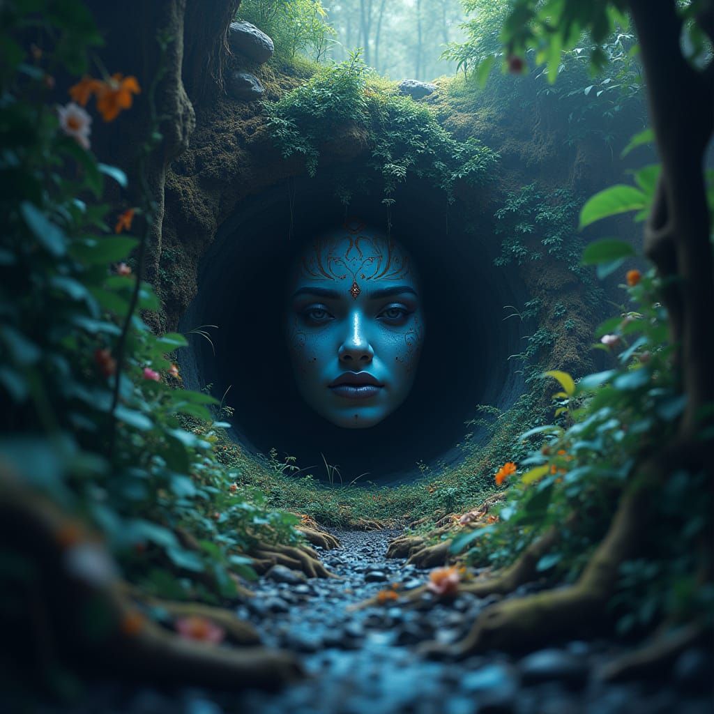 Goddess Face Emerges from Black Hole