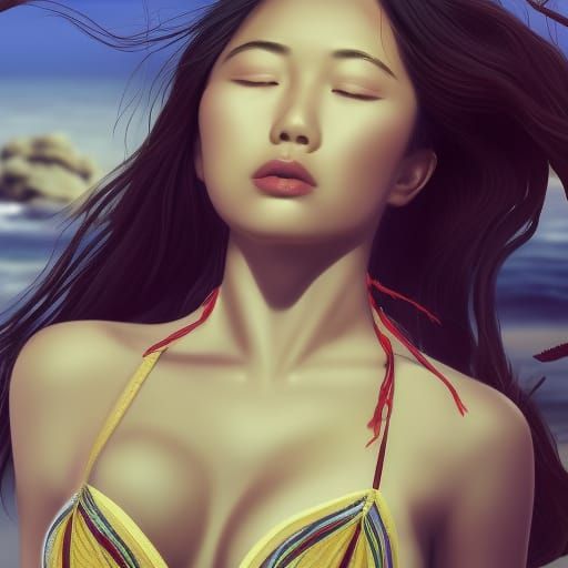 Bikini Model at the Beach: Digital Matte Painting