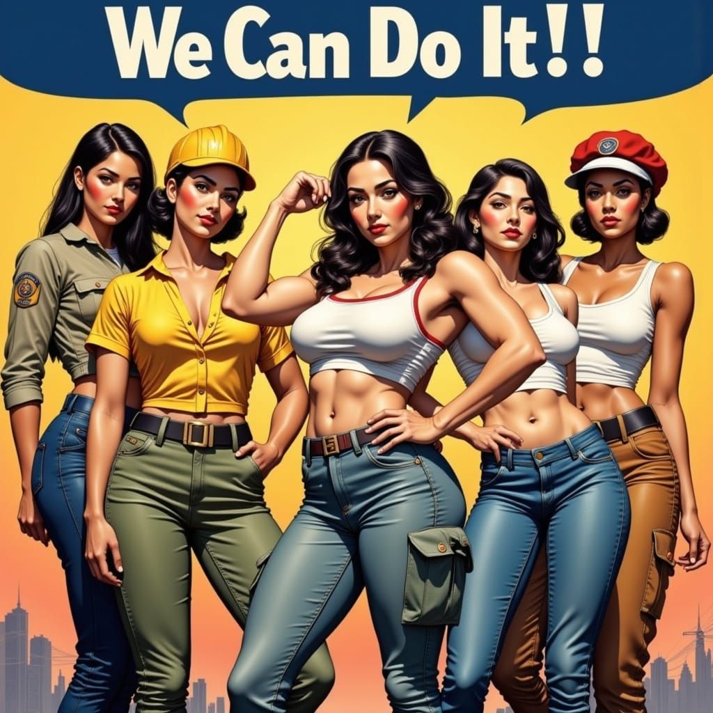 Empowered Women Unite in Abstract Reality