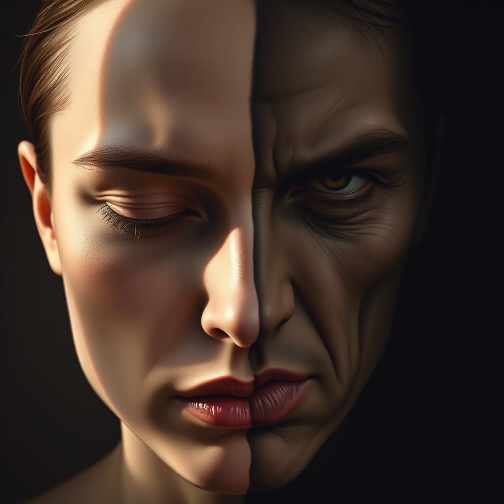 Hyperrealistic Portrait: Serenity and Anguish