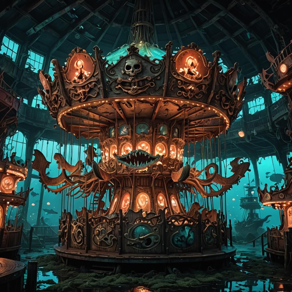 Underwater Pirate Fairground with Creepy Carousel