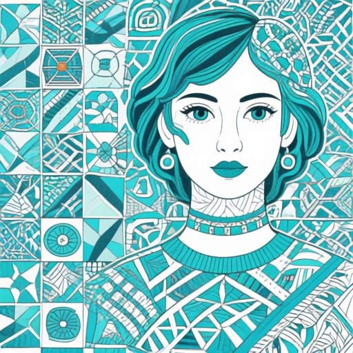 Geometric Portrait in Tessellation Zentangle Style