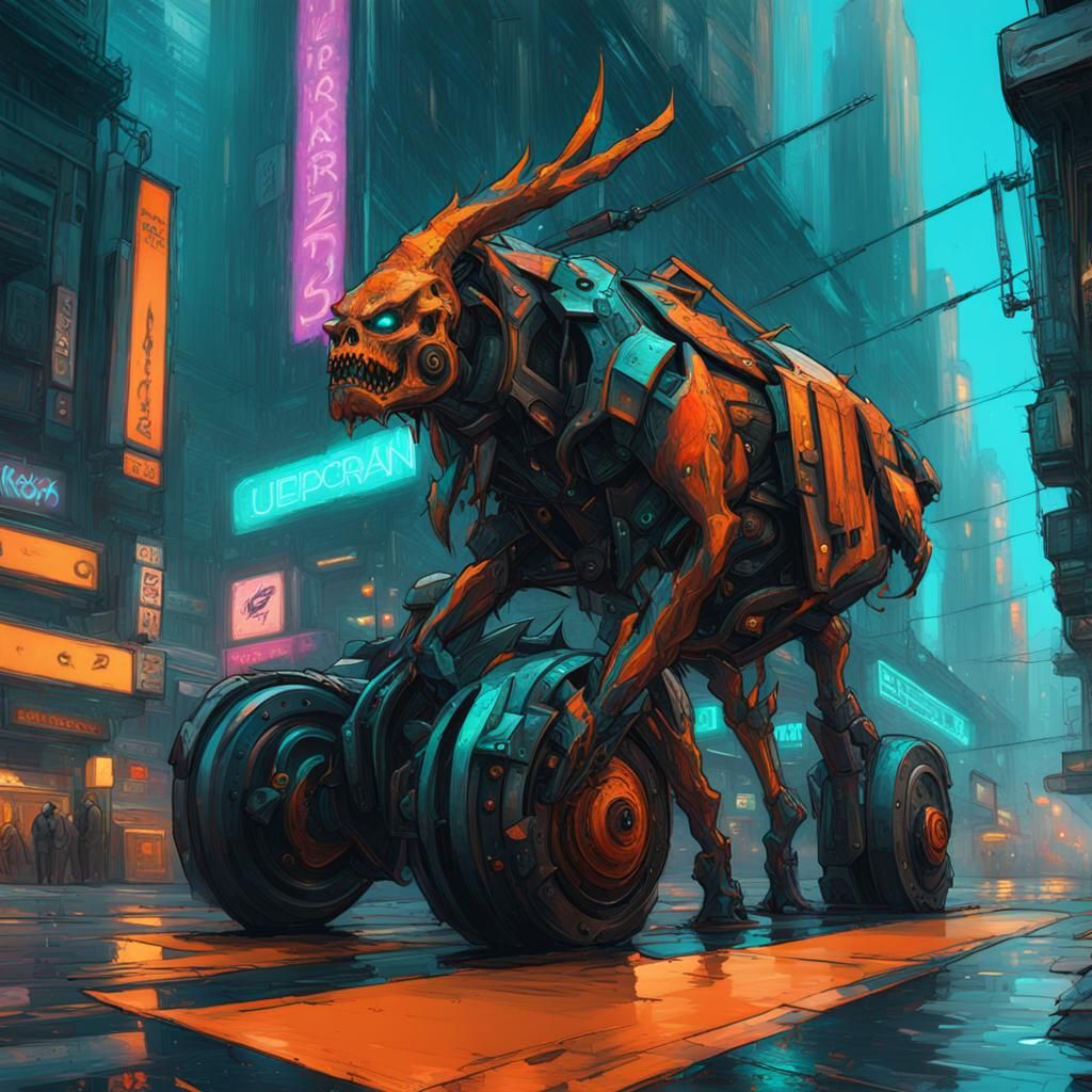 cyberpunk monstrosity bike