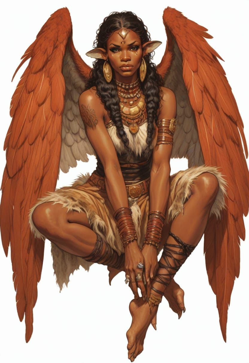 Feral Pixie Maiden with Black Outlined Wings