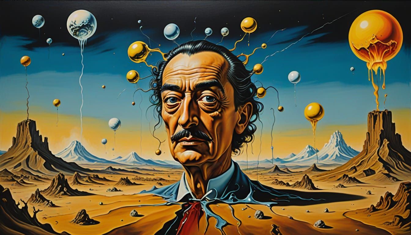 Surreal Melting Landscape in Matte Oil Painting Style