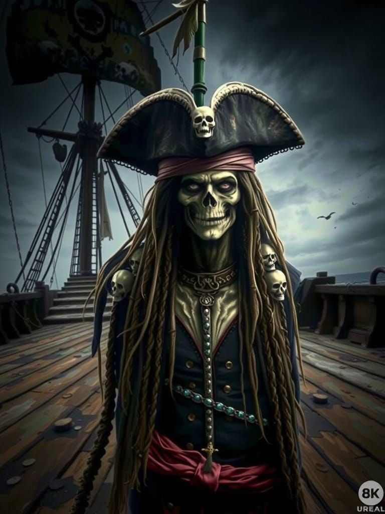Pirate with Skeleton Face Paint in Comic Book Style