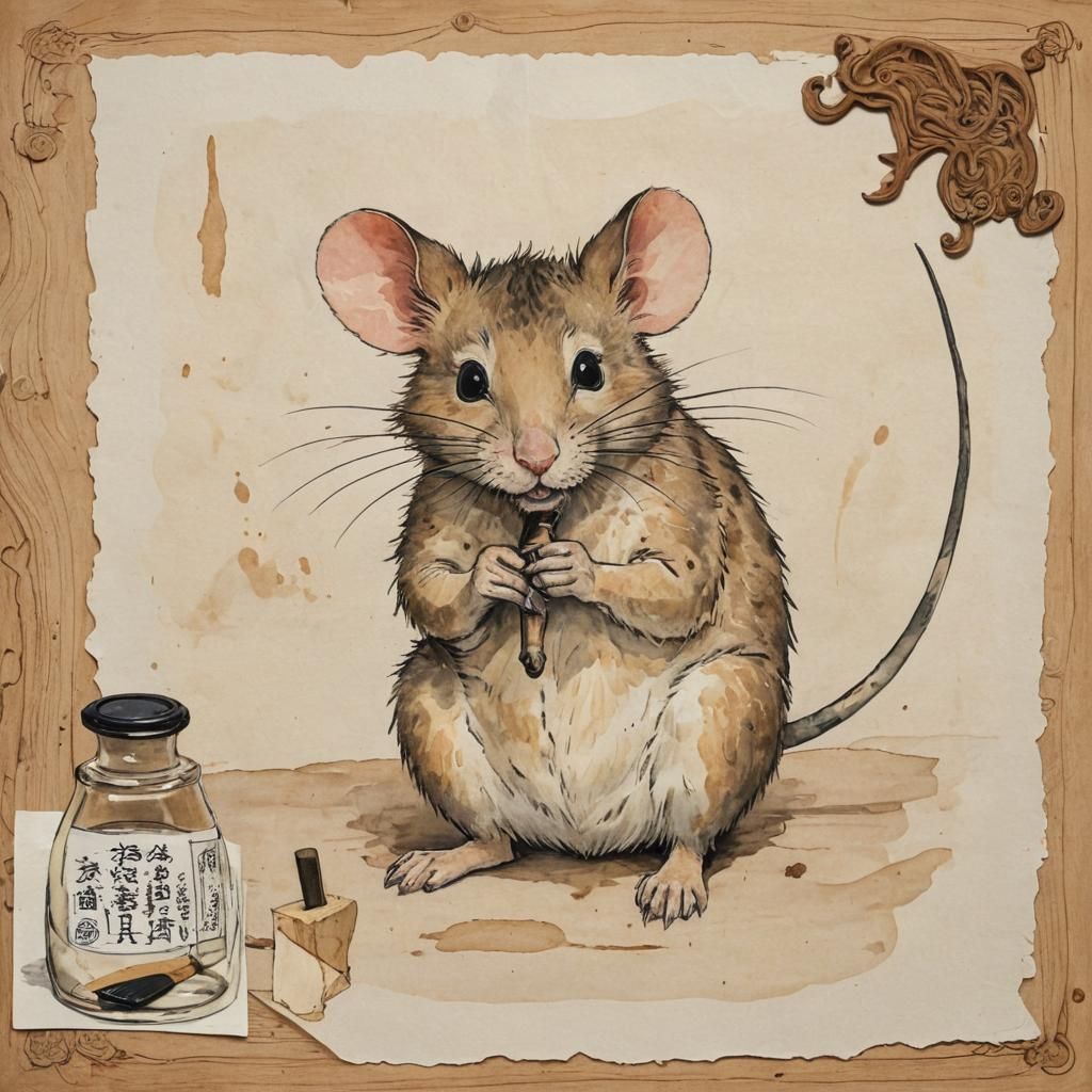 Mouse Calligrapher Painting with Bold Strokes