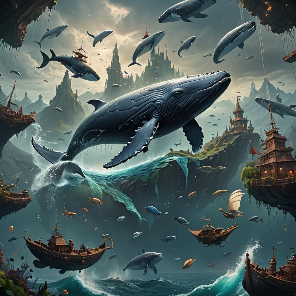 Fantastical Whale in Detailed Matte Painting
