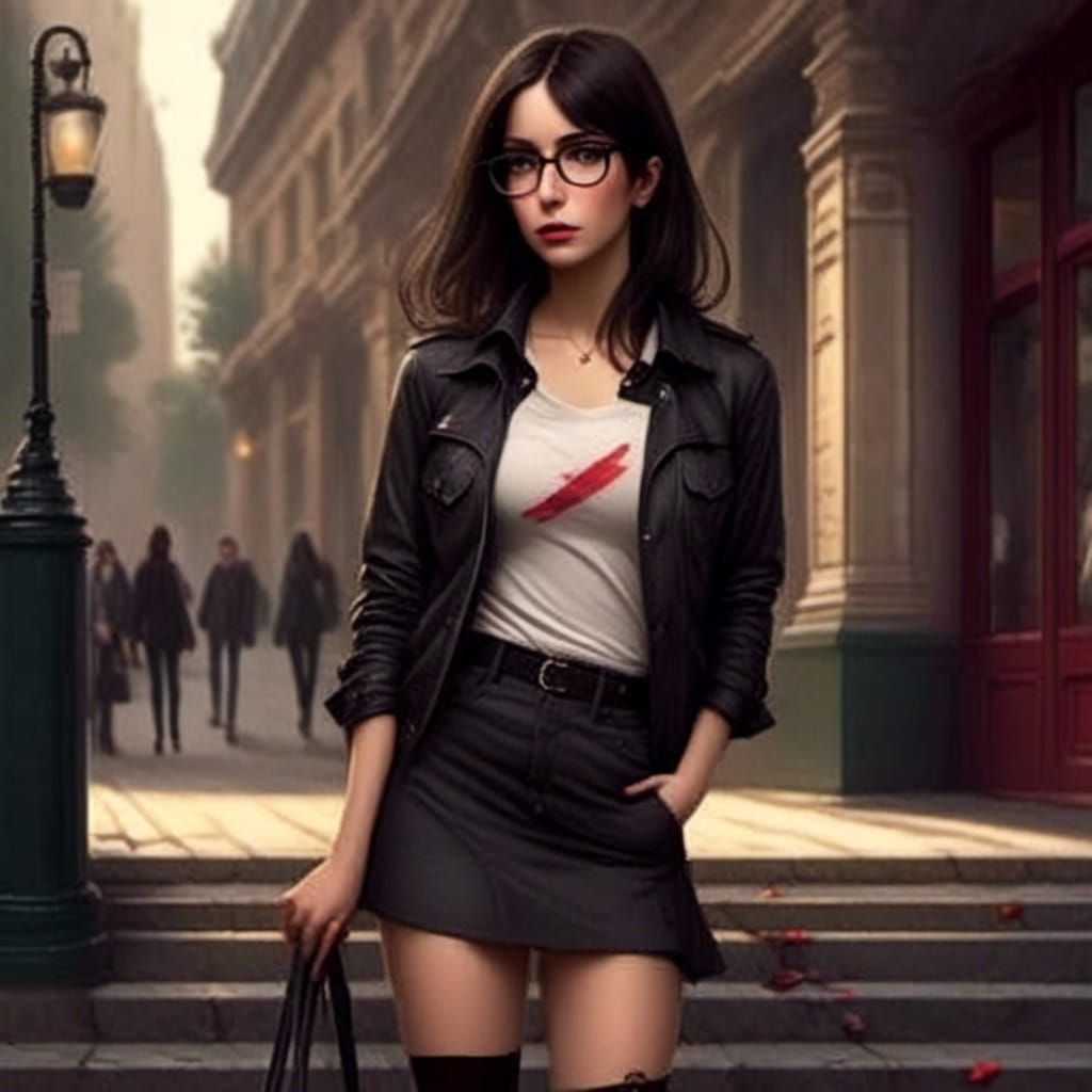 Andie Banks at Train Station in Hyperrealism Style