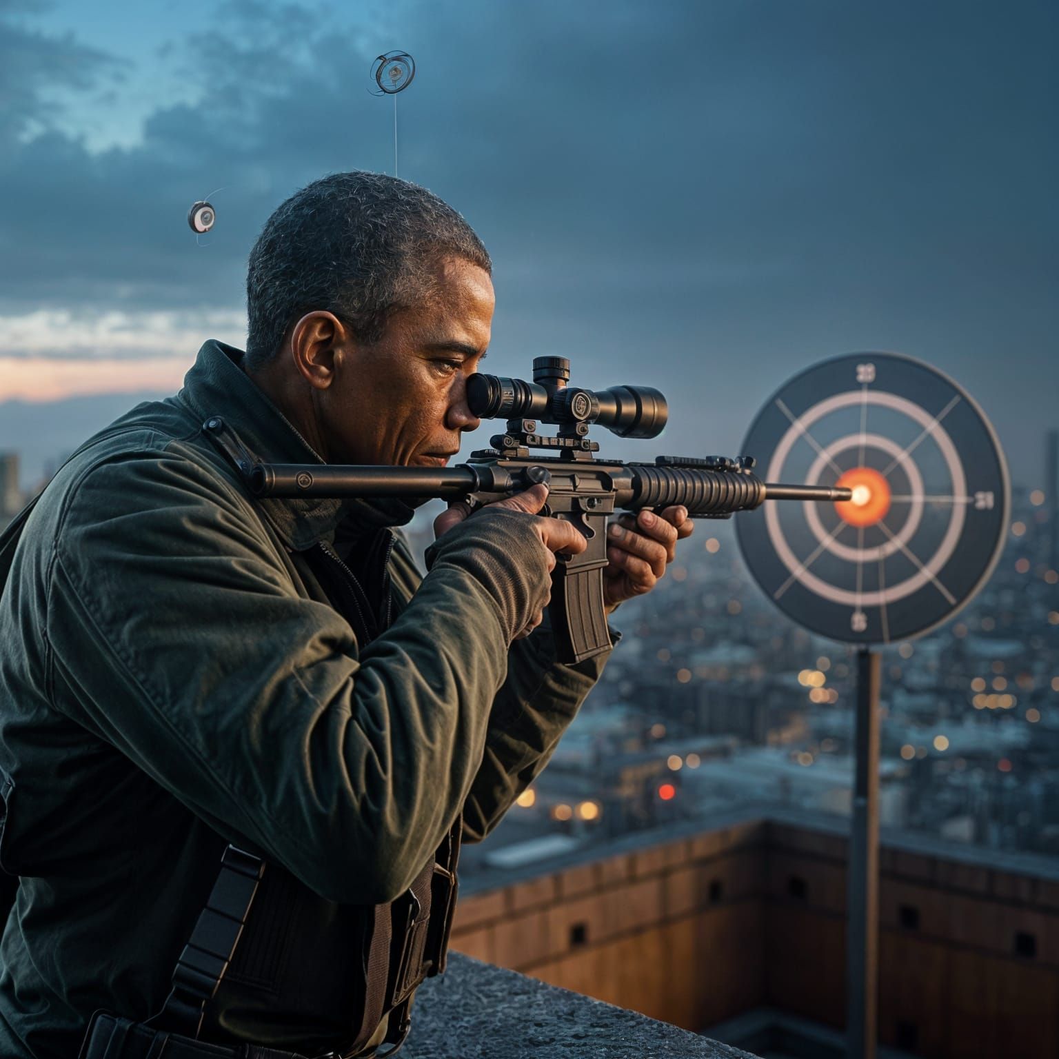 Obama as Sharpshooter: Hyperrealistic 4K Sniper Image