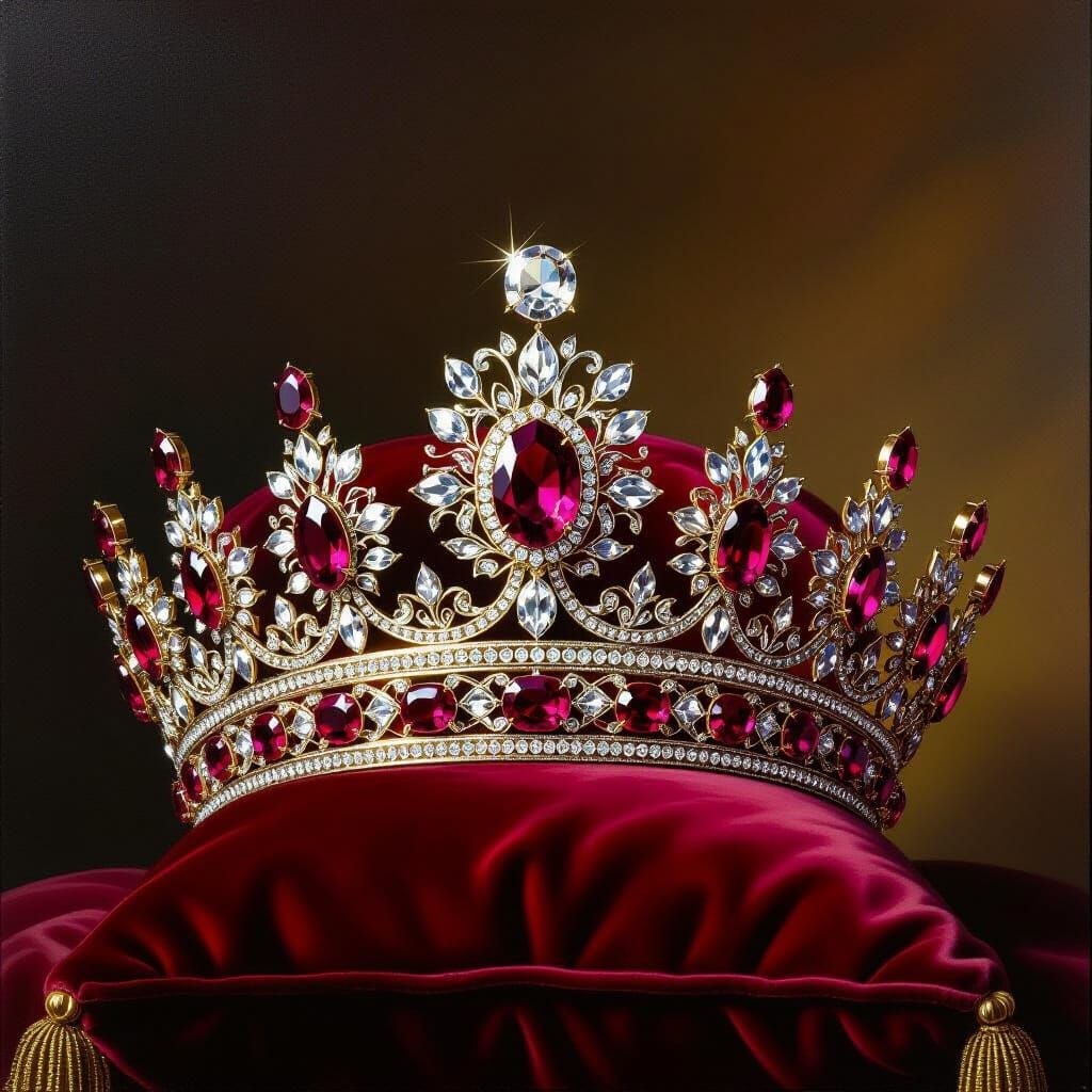 Regal Crown Adorned with Diamonds and Rubies