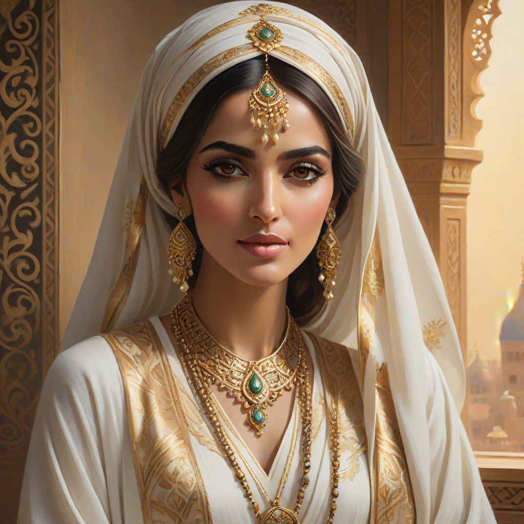 Elegant Arabian Portrait in Traditional Attire with Subtle E...