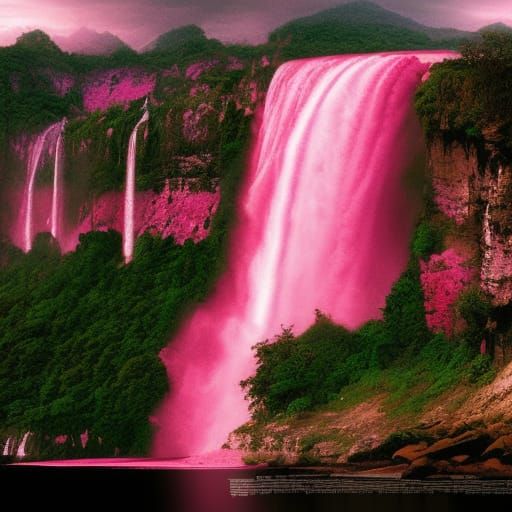 Pink Niagara Falls: Dramatic Digital Matte Painting
