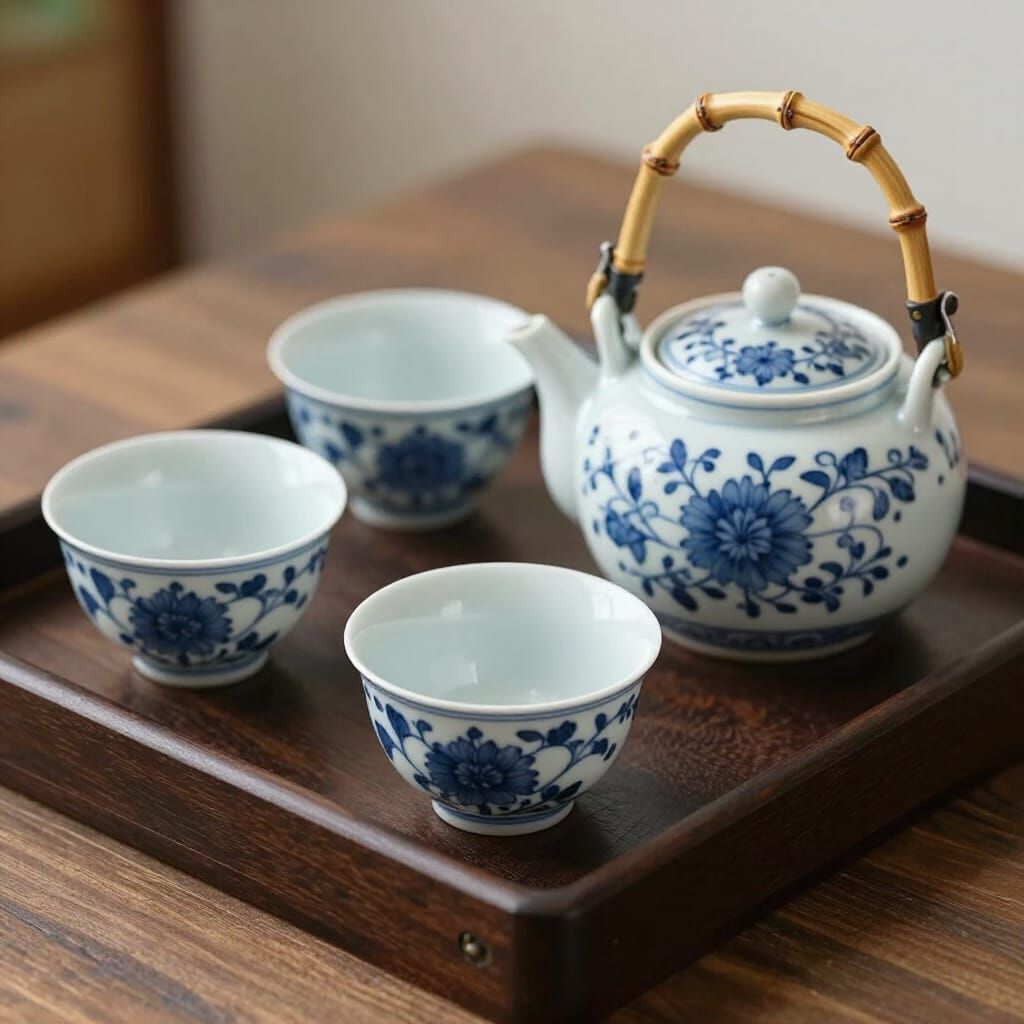 Realistic Japanese Tea Set Photorealistic Style