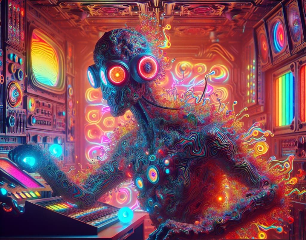 A Form For His Secret Love in Neon Liquid Fire Outline