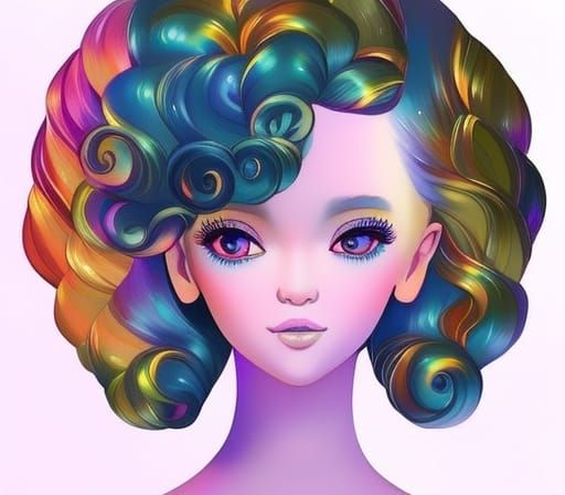 A girl 12 yo with iridescent galaxy hair!