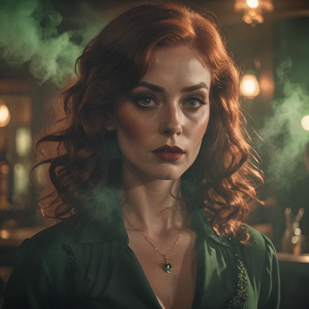 Cinematic Film Still: Jolene in Smoky Bar