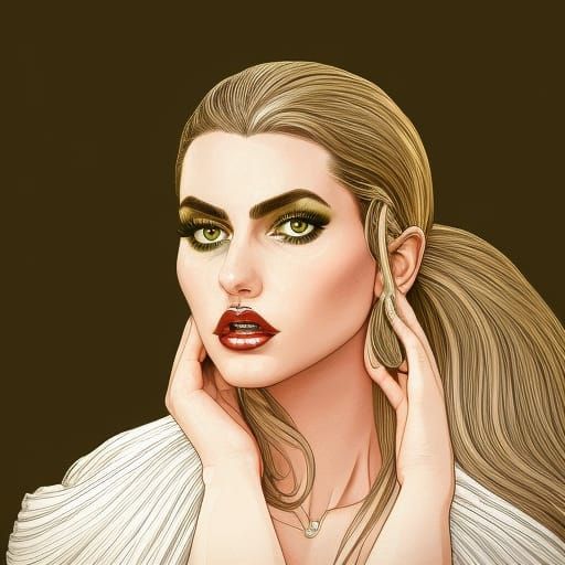 Remarkable Woman with Dark Hair, Photographic Style