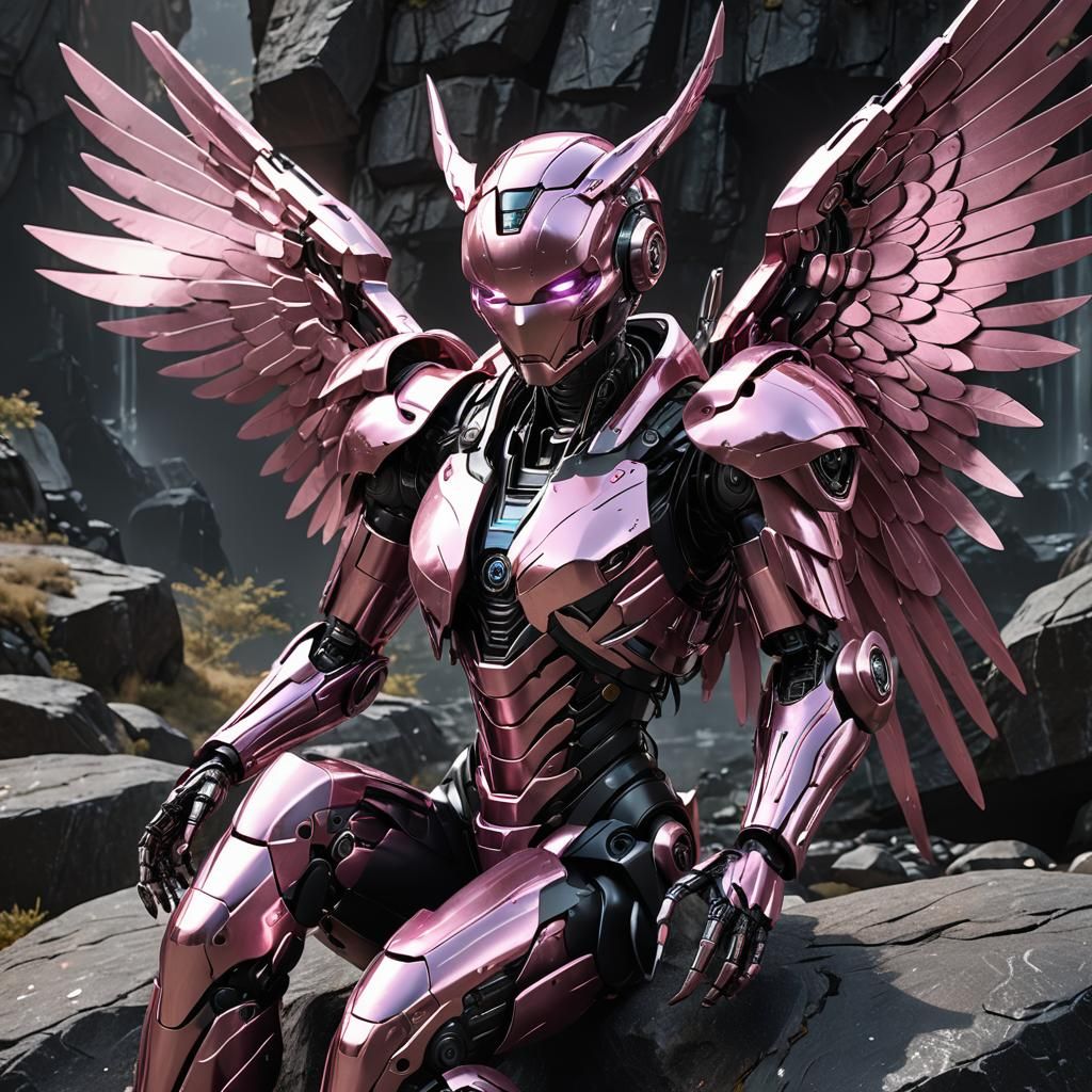 Sci-Fi Robot with Wings in Sleek 3D Concept Art