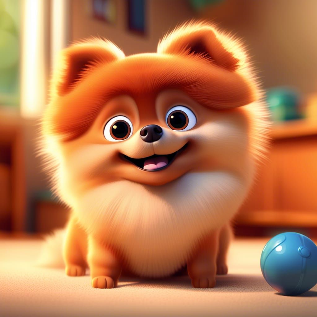 Pomeranian Pixar style
