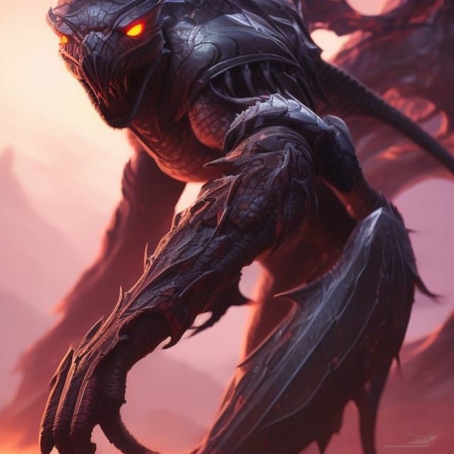 Scorpion Armored Woman in Desert Night, Fantasy Art