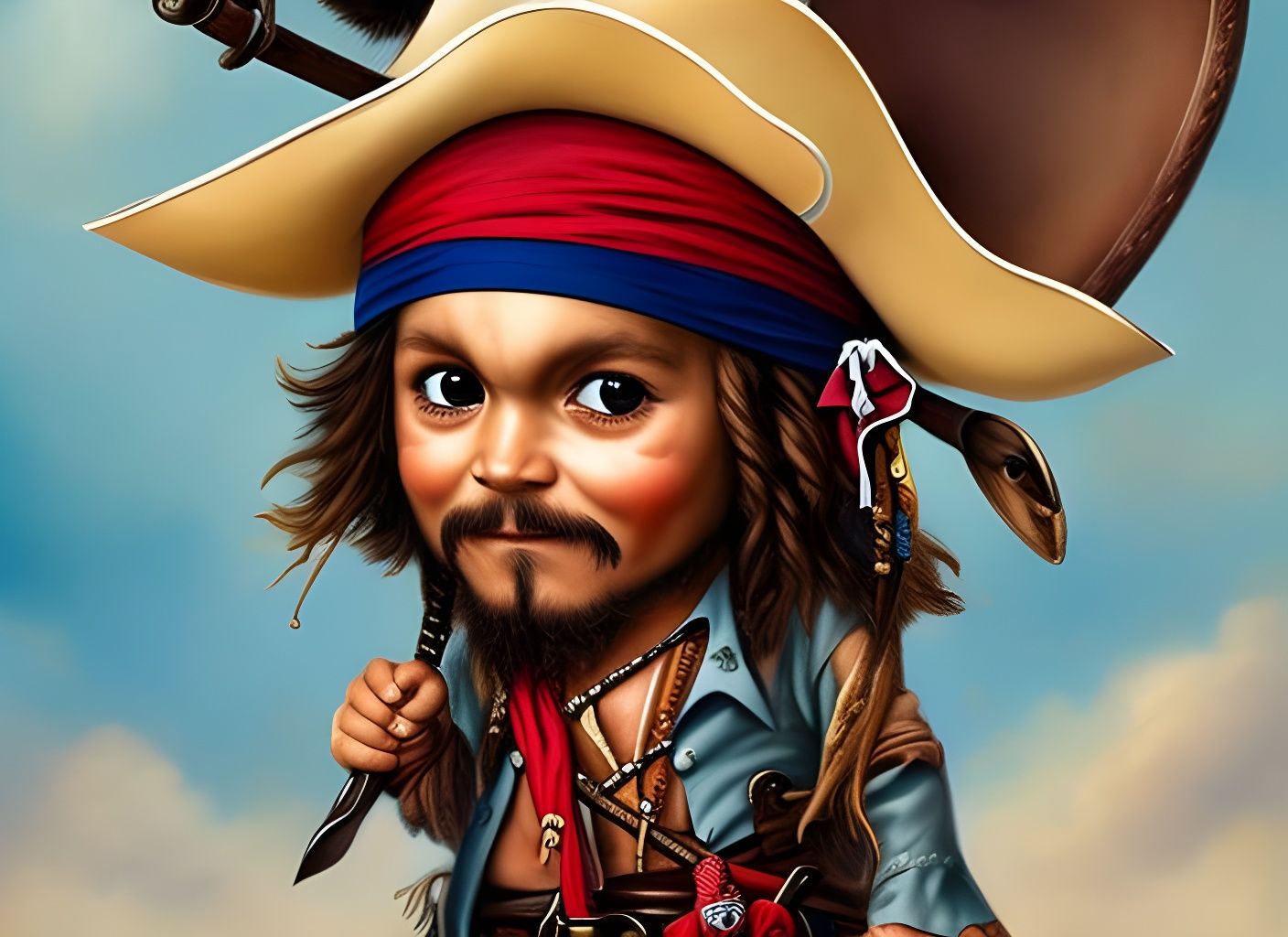 Cute Baby Pirate Jack Sparrow Illustration