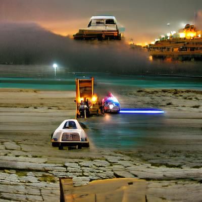Cyberpunk Tow Truck Tows Time Machine