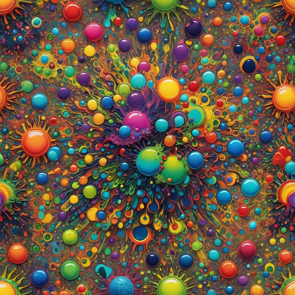 Psychedelic Rainbow Slime Blob Mandala Collage