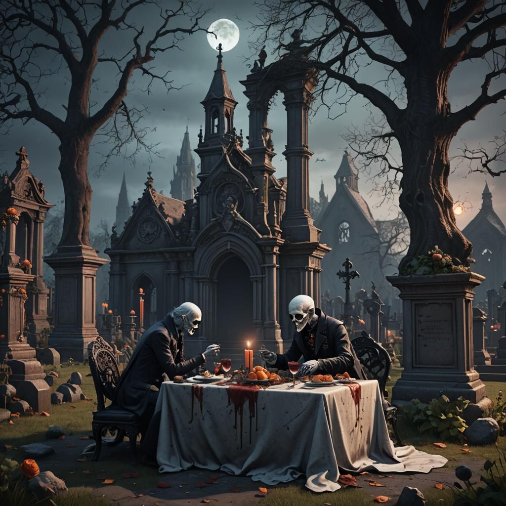 Worms' Romantic Gothic Cemetery Date in Detailed Painting