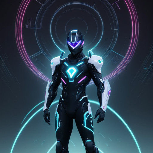 Tron-Inspired Anime Hero Maxon Eternis in Neon-Lit Grid Worl...