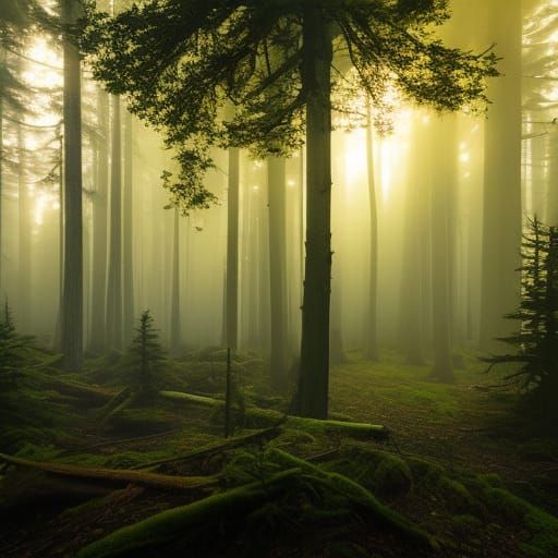 Mystical Bonfire in Sinister Forest, Dark Fantasy Art