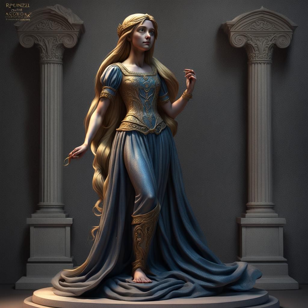 Rapunzel as a Glittering Greek Sculpture