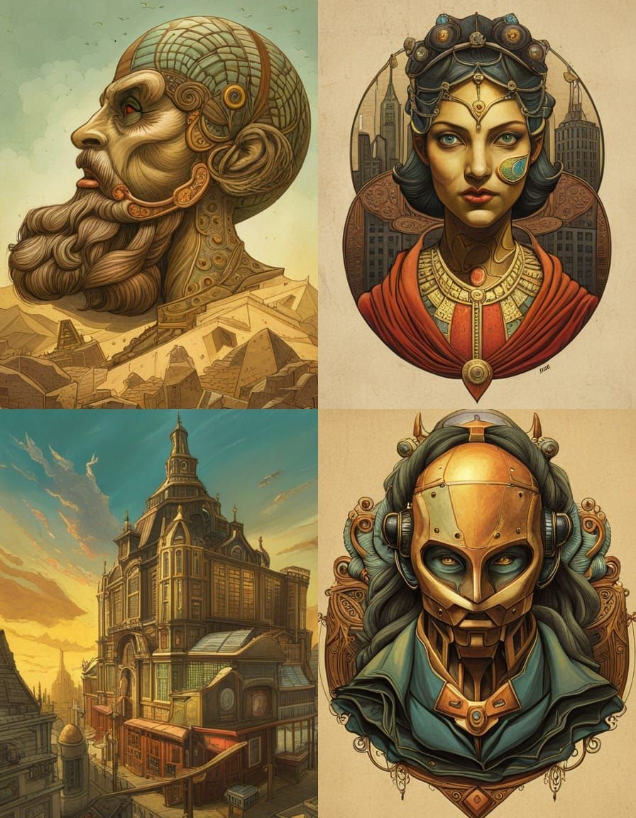 Surreal Portrait in Golden Age Illustration Style