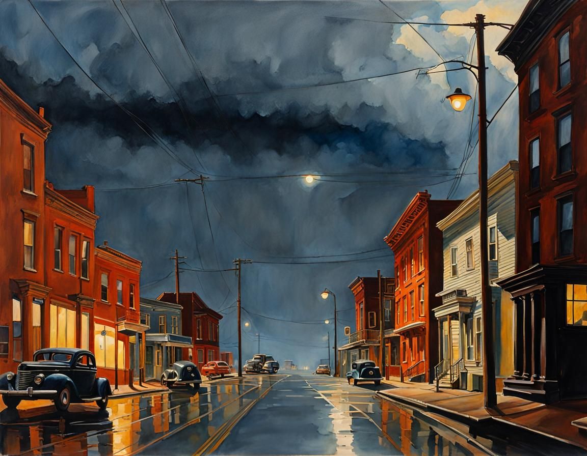 Rust Sky Gouache in Hyperrealistic Mixed Media